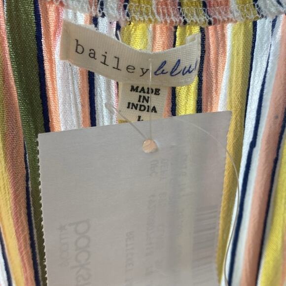 BAILY BLUE Pink Yellow Green White Stripe Sleeveless Maxi Dress Size Large NWT - Picture 5 of 10